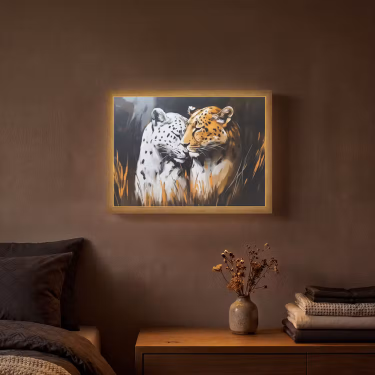 Lightbox - Wandlamp - Luipaard - Oranje - Wit - Gras — 3
