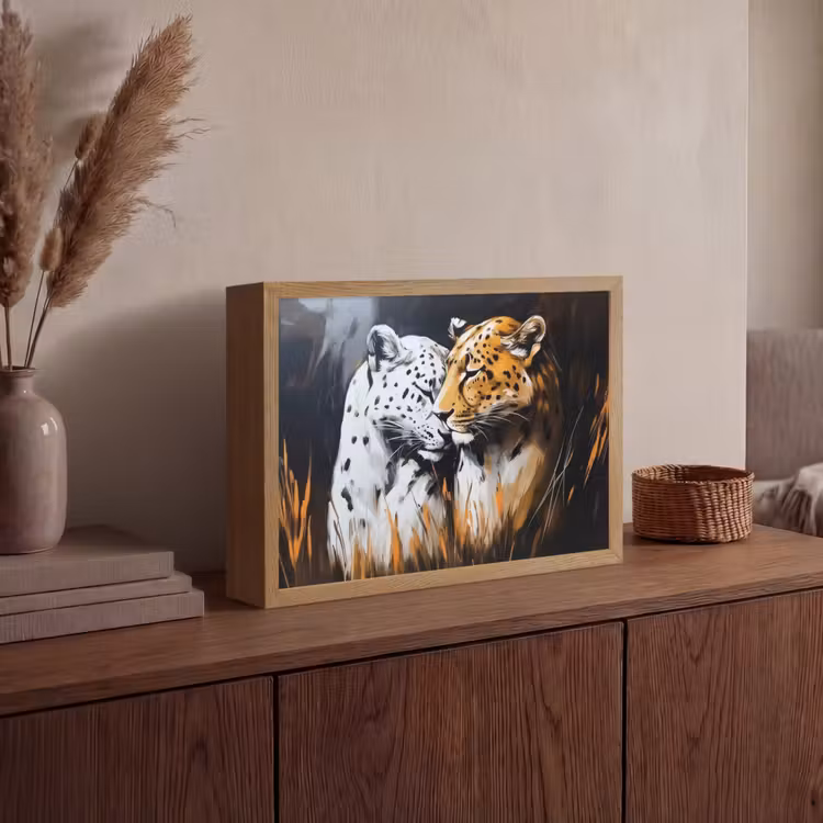 Lightbox - Wandlamp - Luipaard - Oranje - Wit - Gras — 4