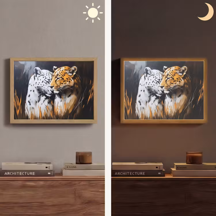 Lightbox - Wandlamp - Luipaard - Oranje - Wit - Gras — 6
