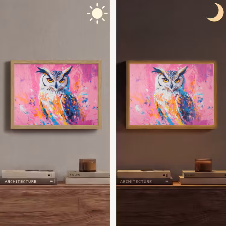 Lightbox - Wandlamp - Uil - Roze - Blauw - Verf - Abstract — 6