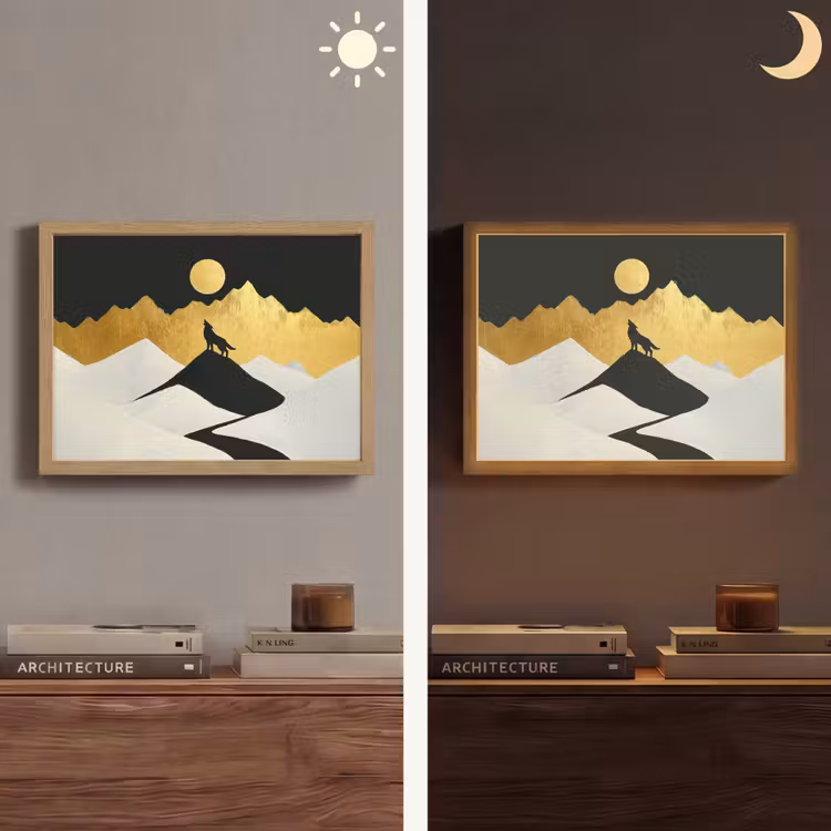 Lightbox - Wandlamp - Wolf - Bergen - Maan - Zwart — 6