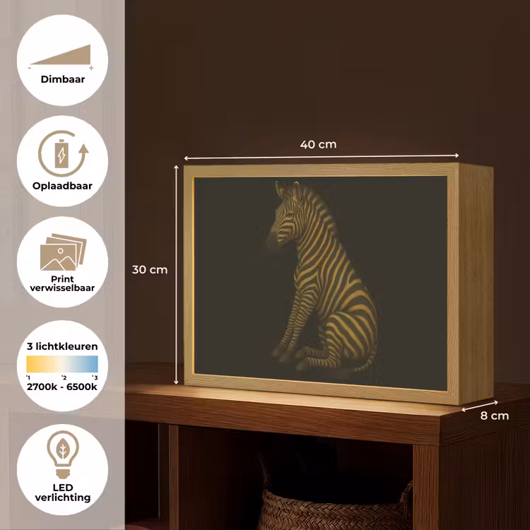 Lightbox - Wandlamp - Zebra - Strepen - Goud — 10