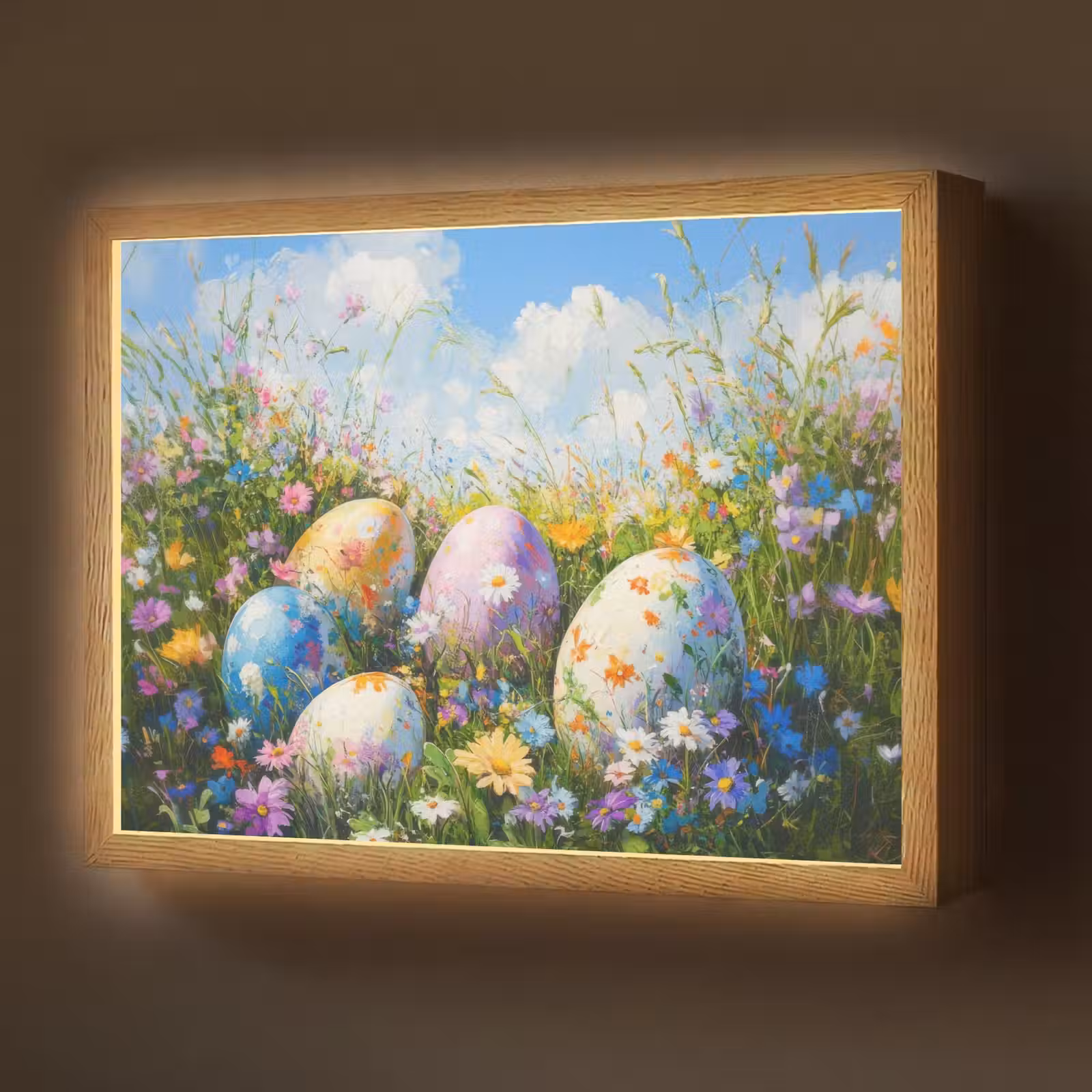 Lightbox - Wandlamp - Grasveld - Eieren - Bloemen — 1