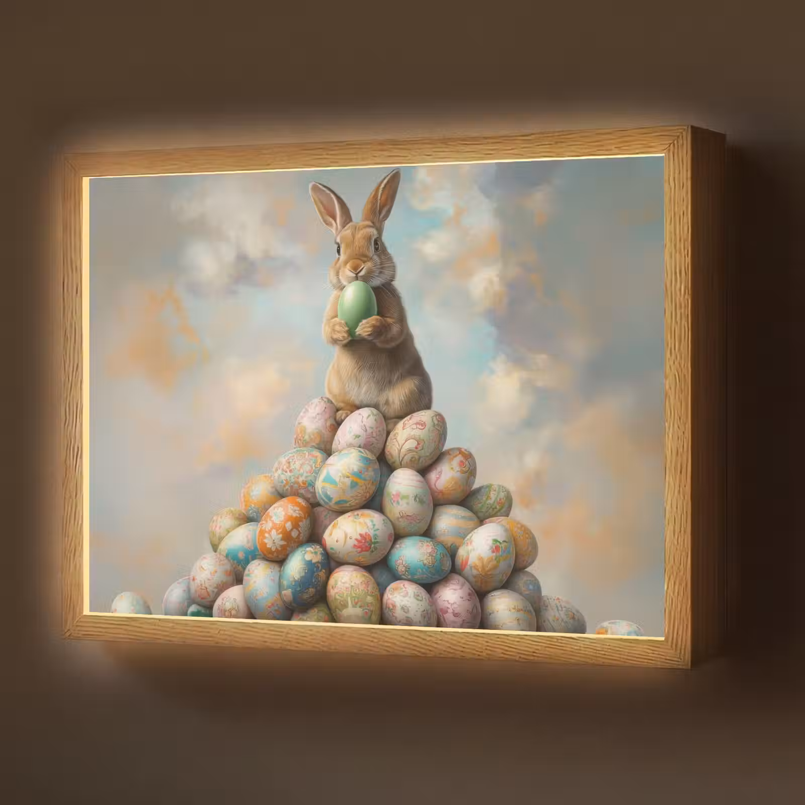 Lightbox - Wandlamp - Konijn - Eieren - Kleurrijk — 1