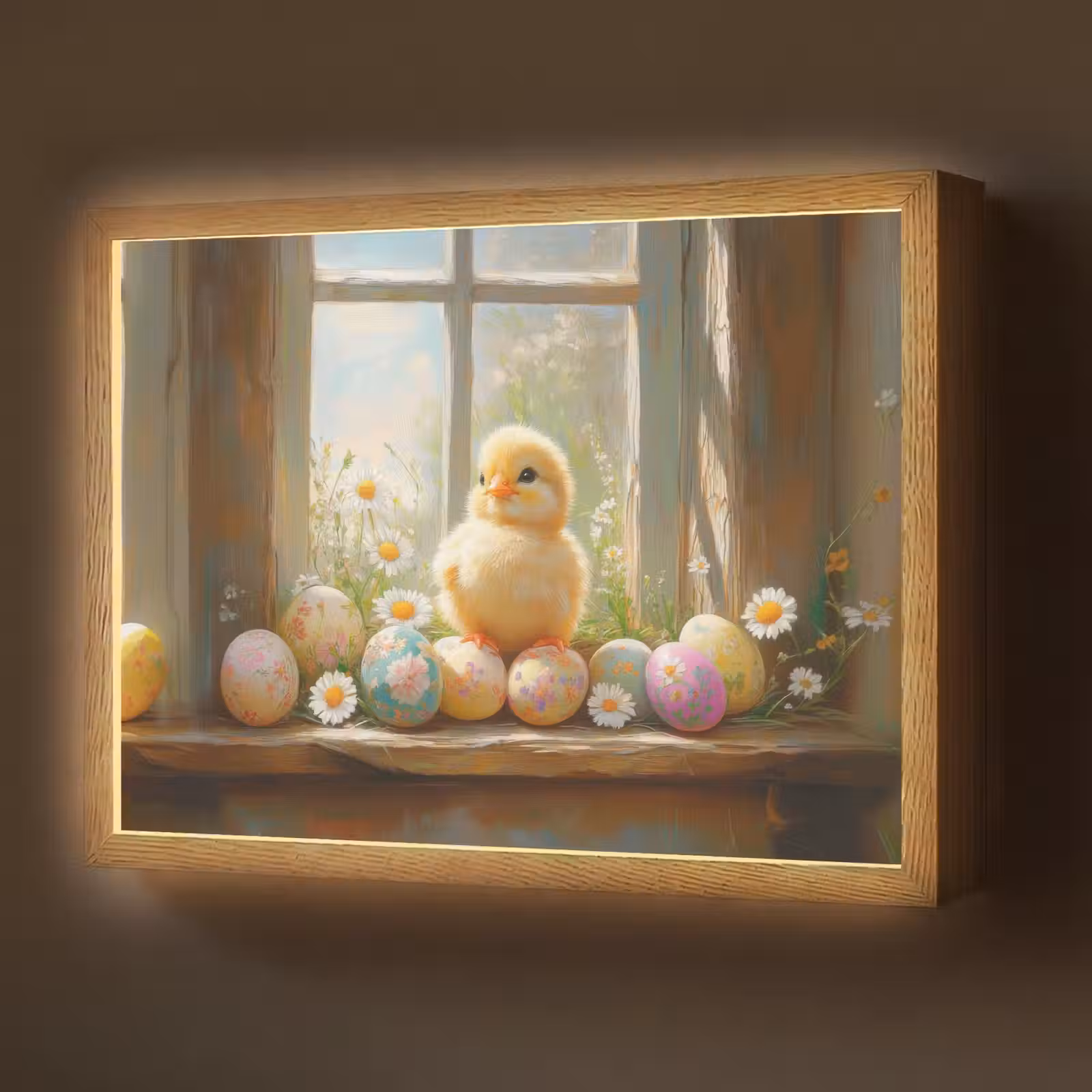Lightbox - Wandlamp - Kuiken - Raam - Paaseieren — 1