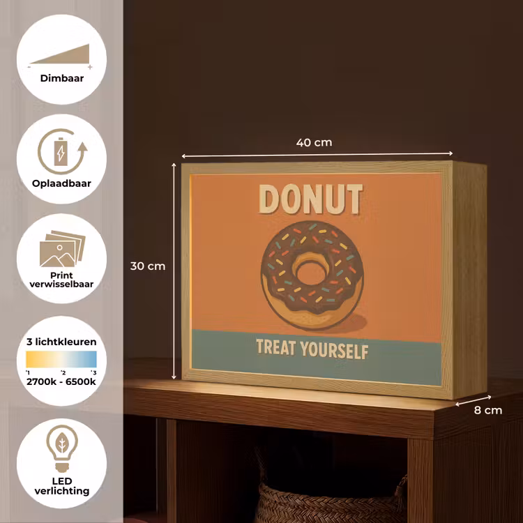 Lightbox - Wandlamp - Donut - Spikkels - Kleurrijk - Quote — 10