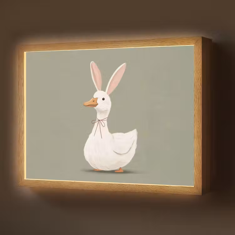 Lightbox - Wandlamp - Eend - Konijnoren - Grijs — 1