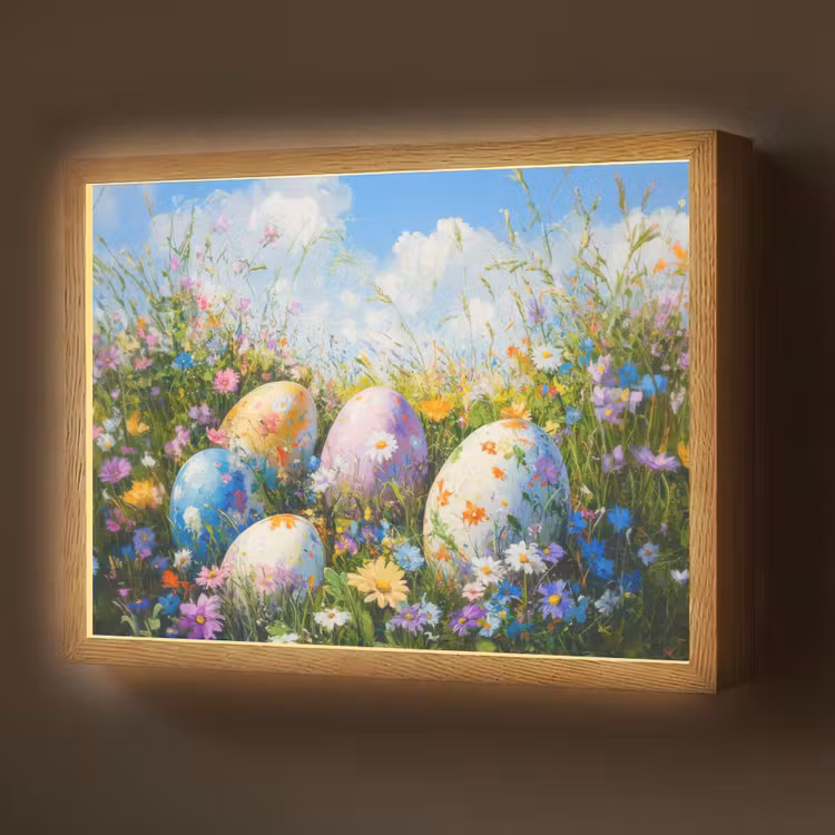 Lightbox - Wandlamp - Grasveld - Eieren - Bloemen — 1