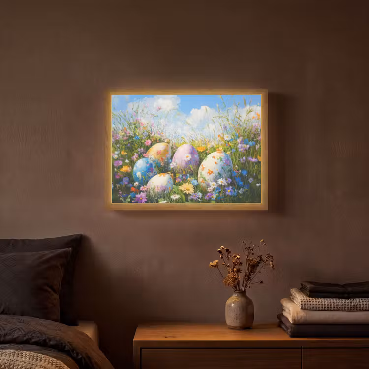 Lightbox - Wandlamp - Grasveld - Eieren - Bloemen — 3