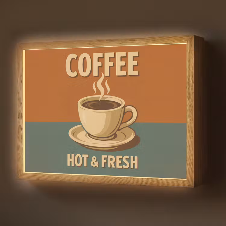 Lightbox - Wandlamp - Koffie - Kop - Vintage - Quote — 1