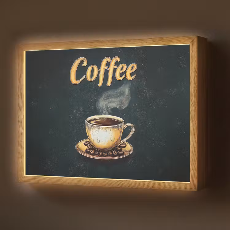Lightbox - Wandlamp - Koffie - Schotel - Koffiebonen - Retro — 1