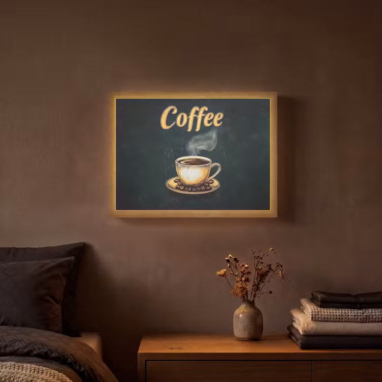 Lightbox - Wandlamp - Koffie - Schotel - Koffiebonen - Retro — 3