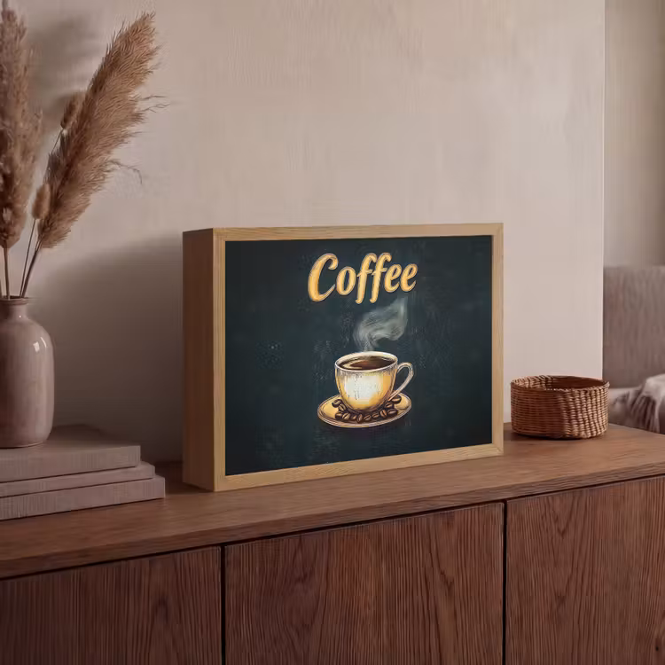 Lightbox - Wandlamp - Koffie - Schotel - Koffiebonen - Retro — 4