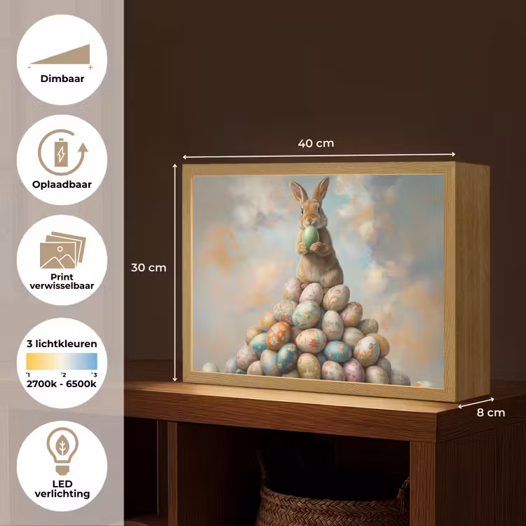 Lightbox - Wandlamp - Konijn - Eieren - Kleurrijk — 10