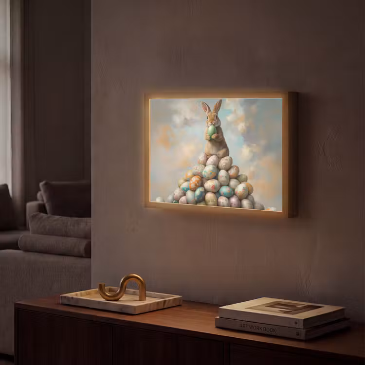 Lightbox - Wandlamp - Konijn - Eieren - Kleurrijk — 2