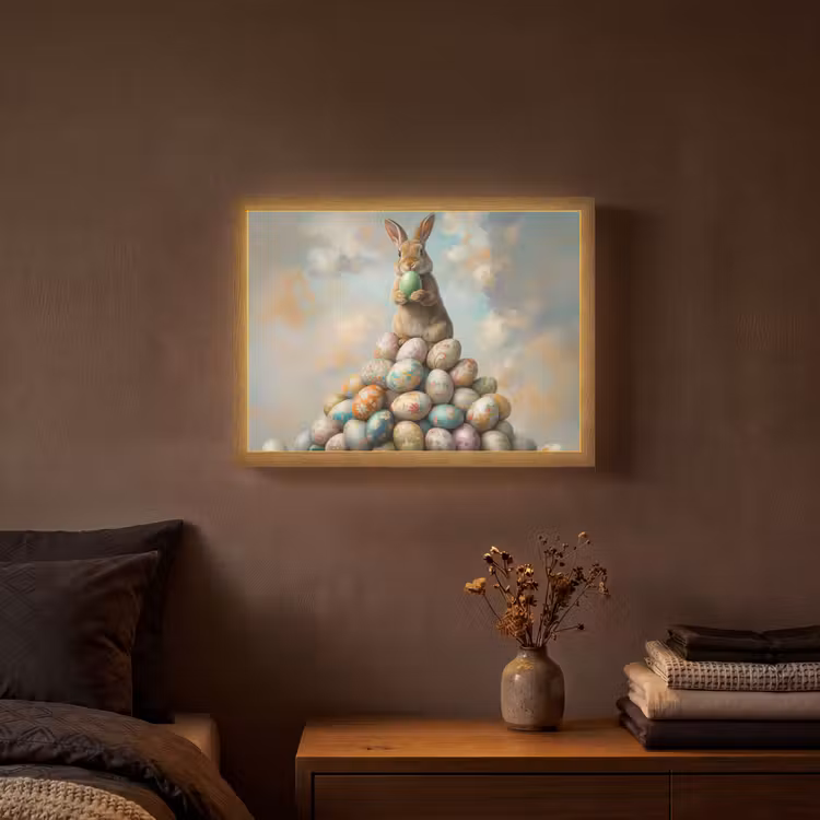 Lightbox - Wandlamp - Konijn - Eieren - Kleurrijk — 3