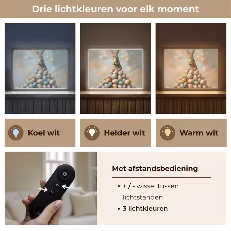 Lightbox - Wandlamp - Konijn - Eieren - Kleurrijk — 8