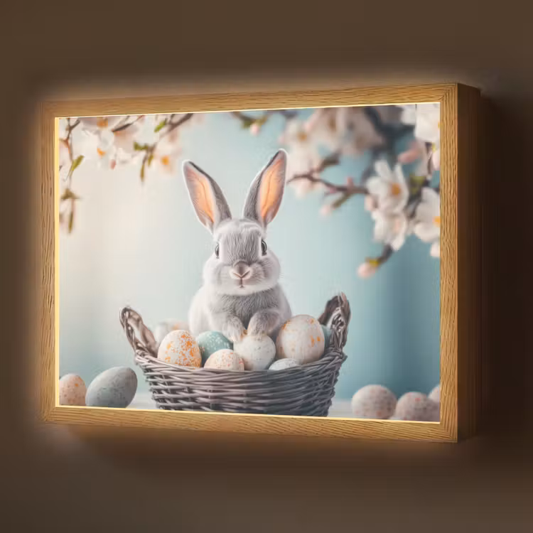 Lightbox - Wandlamp - Konijn - Eieren - Mand — 1