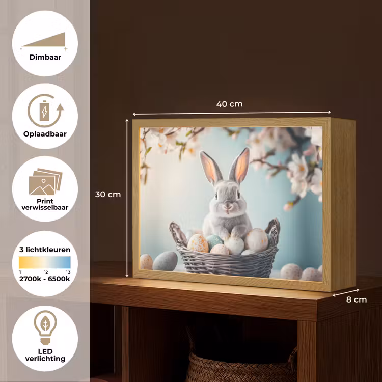 Lightbox - Wandlamp - Konijn - Eieren - Mand — 10