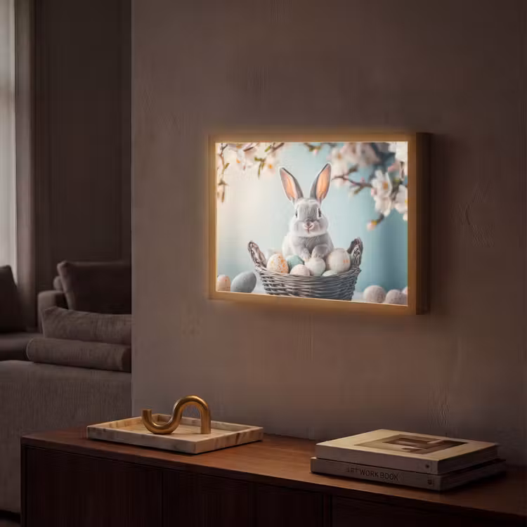 Lightbox - Wandlamp - Konijn - Eieren - Mand — 2