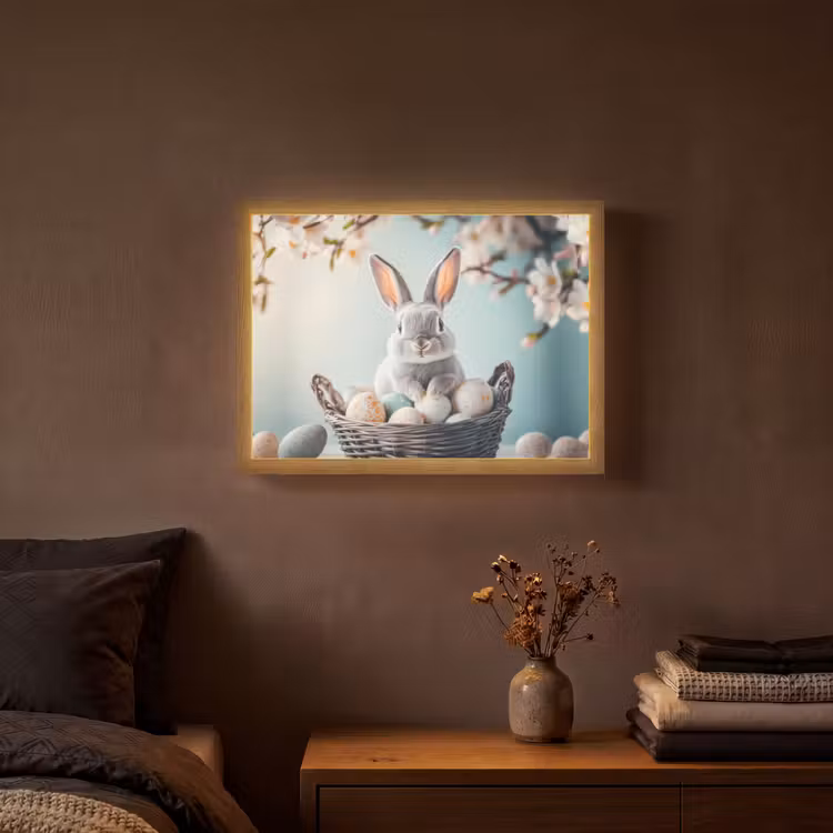 Lightbox - Wandlamp - Konijn - Eieren - Mand — 3