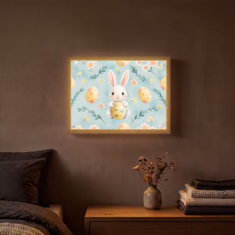 Lightbox - Wandlamp - Konijn - Eieren - Takjes — 3