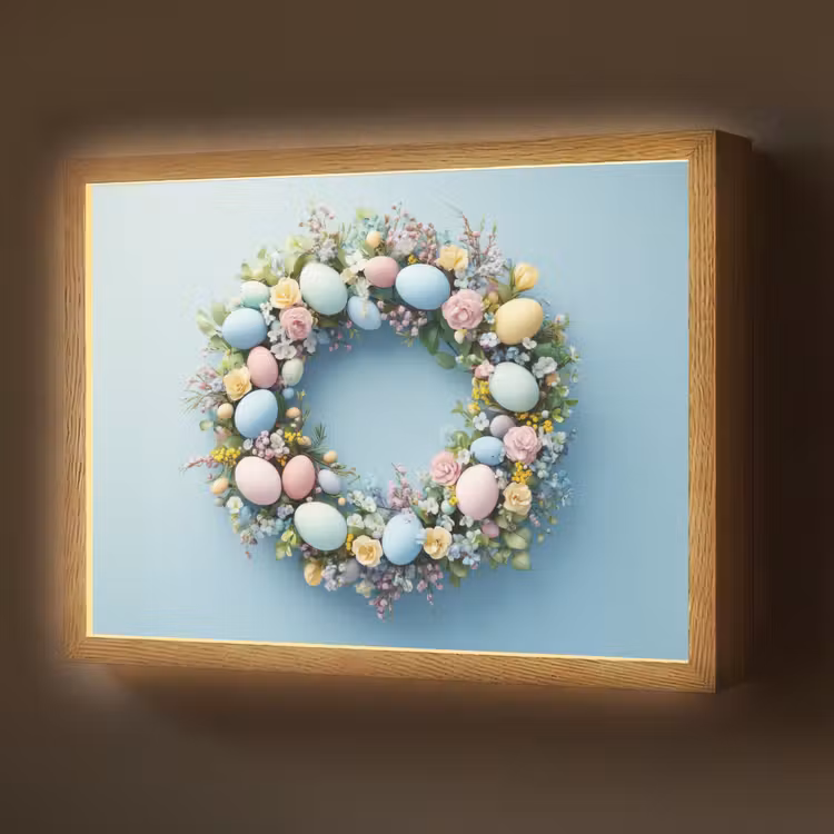 Lightbox - Wandlamp - Krans - Eieren - Bloemen — 1