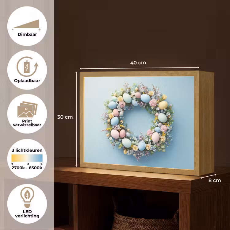 Lightbox - Wandlamp - Krans - Eieren - Bloemen — 10