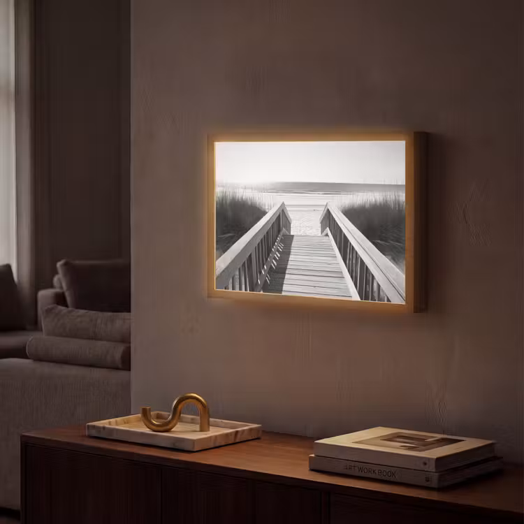 Lightbox - Wandlamp - Loopbrug - Hout - Strand - Zee — 2