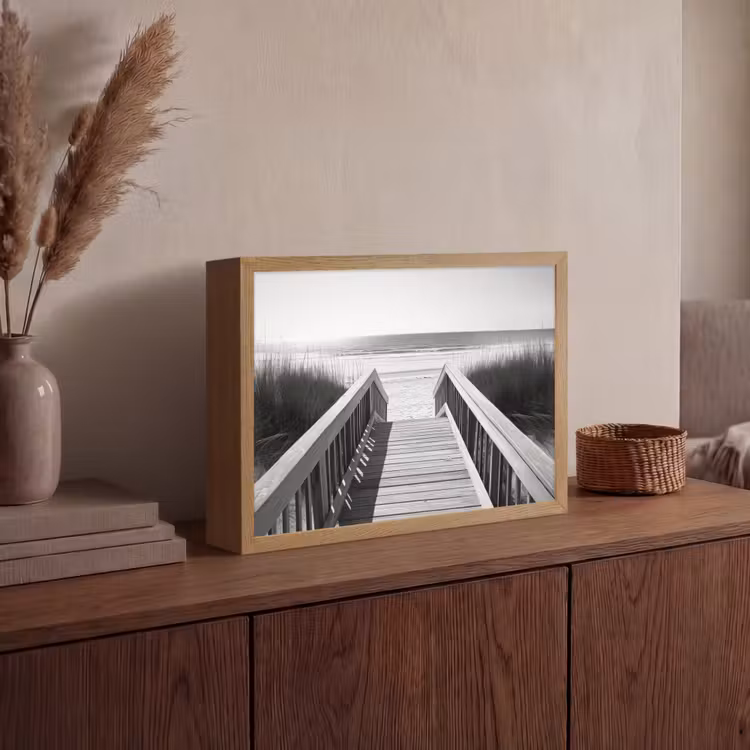 Lightbox - Wandlamp - Loopbrug - Hout - Strand - Zee — 4