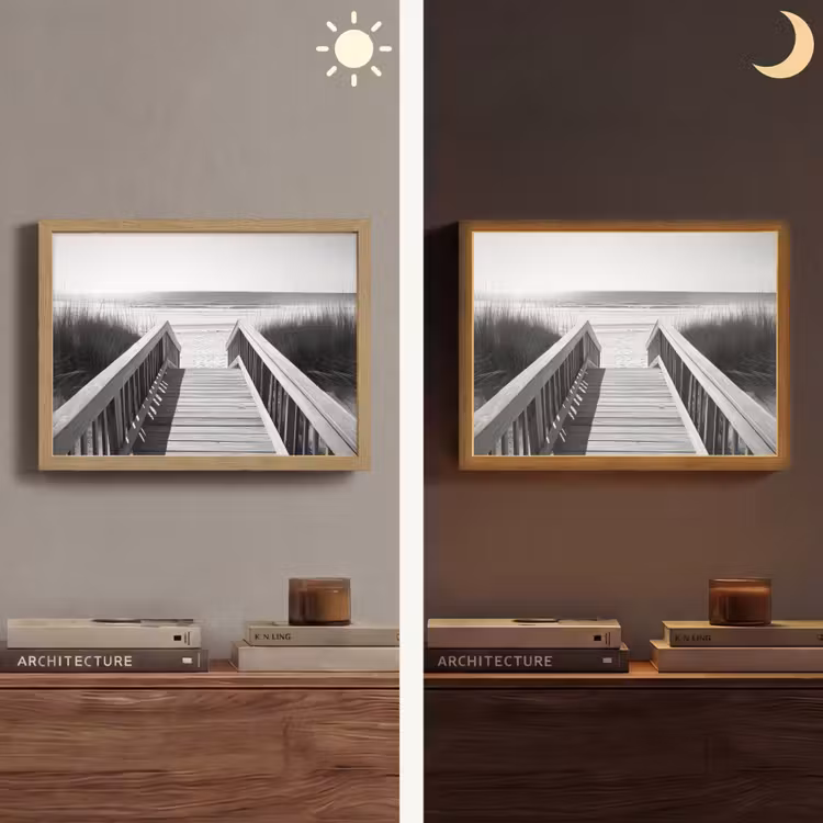 Lightbox - Wandlamp - Loopbrug - Hout - Strand - Zee — 6