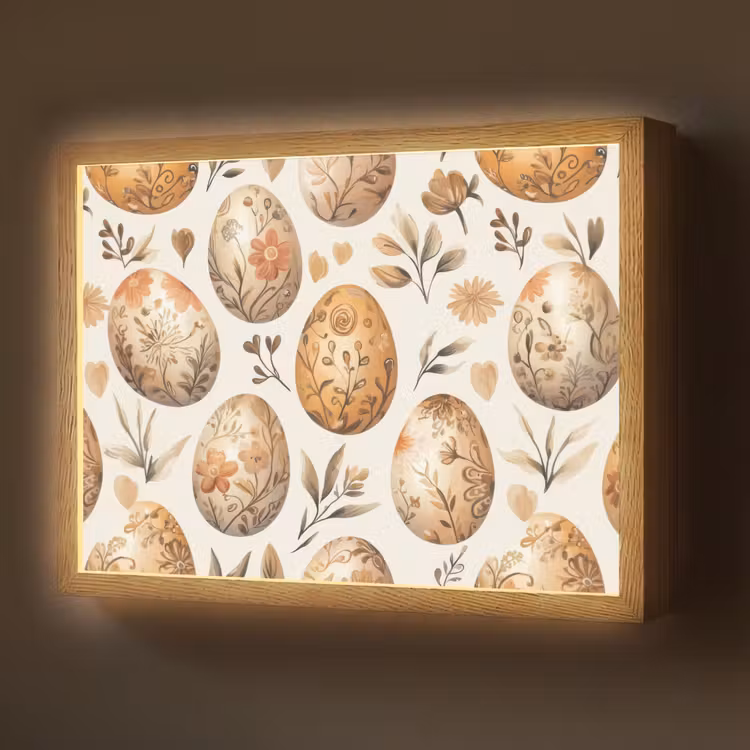 Lightbox - Wandlamp - Paaseieren - Bruin - Bloemen — 1