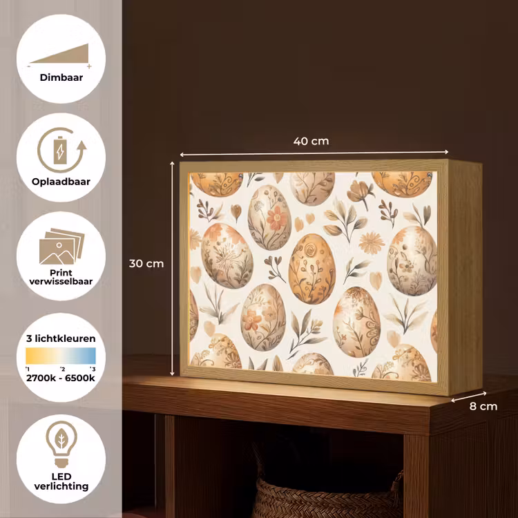 Lightbox - Wandlamp - Paaseieren - Bruin - Bloemen — 10