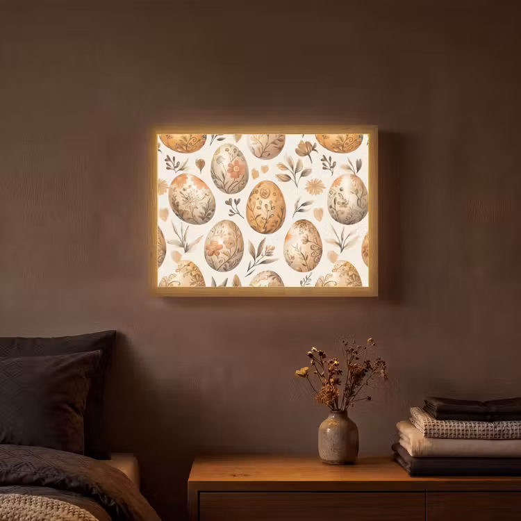 Lightbox - Wandlamp - Paaseieren - Bruin - Bloemen — 3