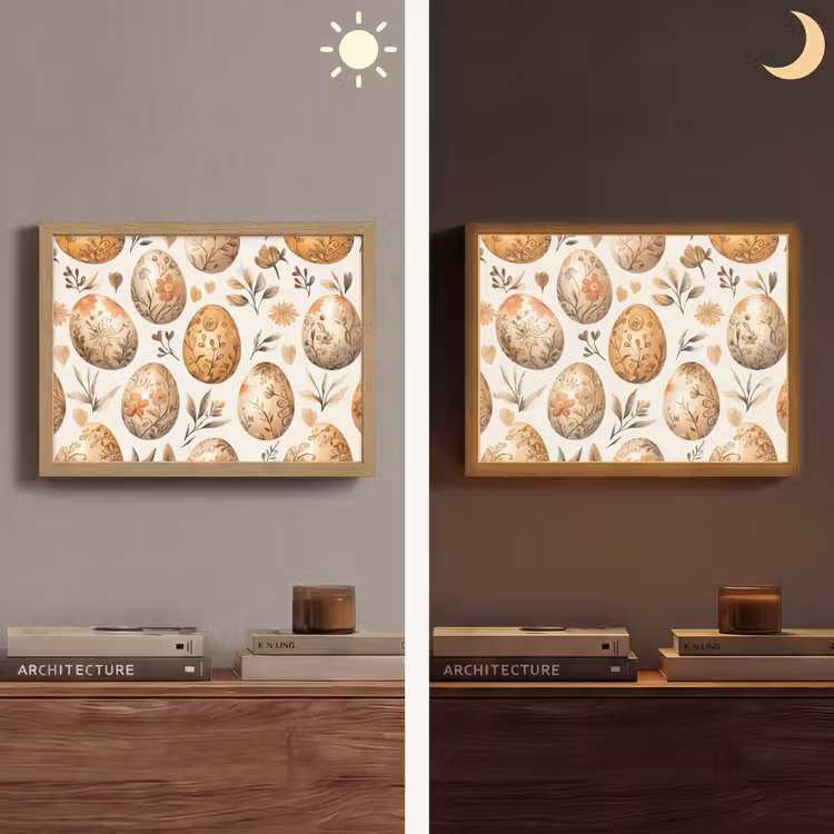 Lightbox - Wandlamp - Paaseieren - Bruin - Bloemen — 6