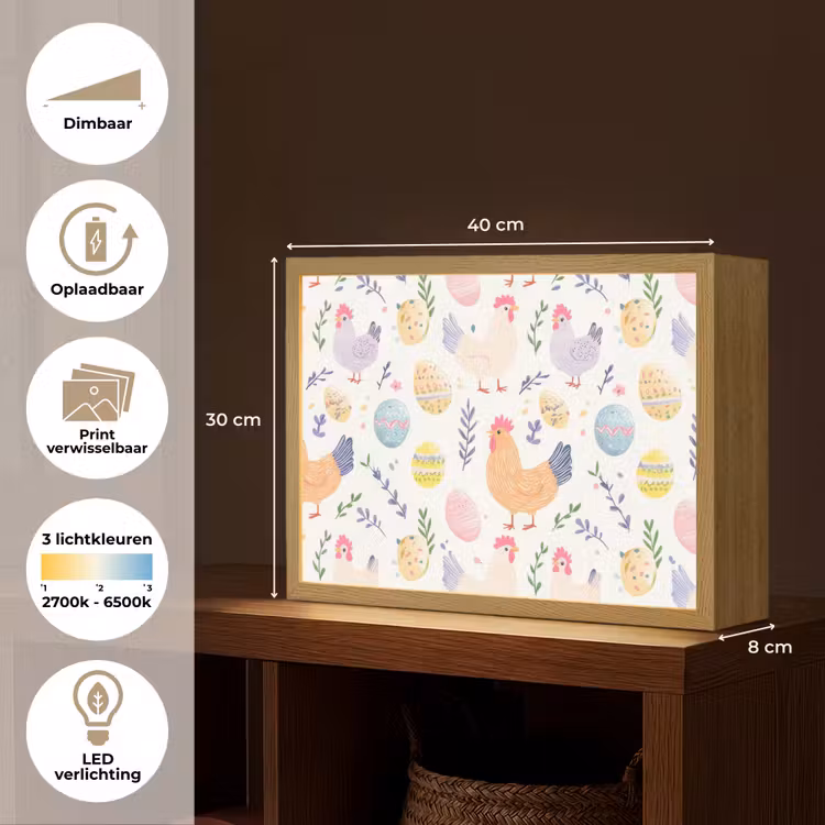 Lightbox - Wandlamp - Patroon - Kip - Paaseieren — 10