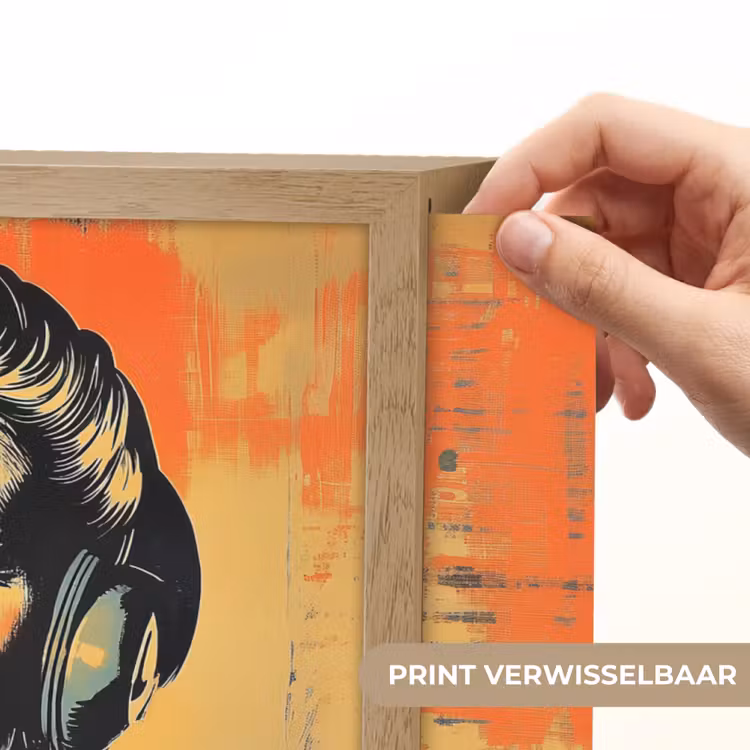 Lightbox - Wandlamp - Retro - Vrouw - Koptelefoon - Oranje — 5