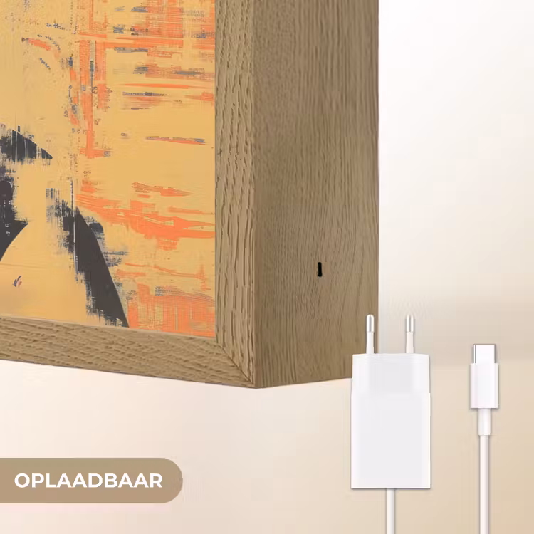 Lightbox - Wandlamp - Retro - Vrouw - Koptelefoon - Oranje — 7