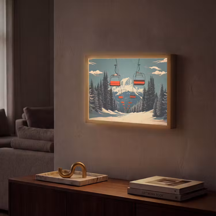 Lightbox - Wandlamp - Sneeuw - Skilift - Rood - Bomen — 2