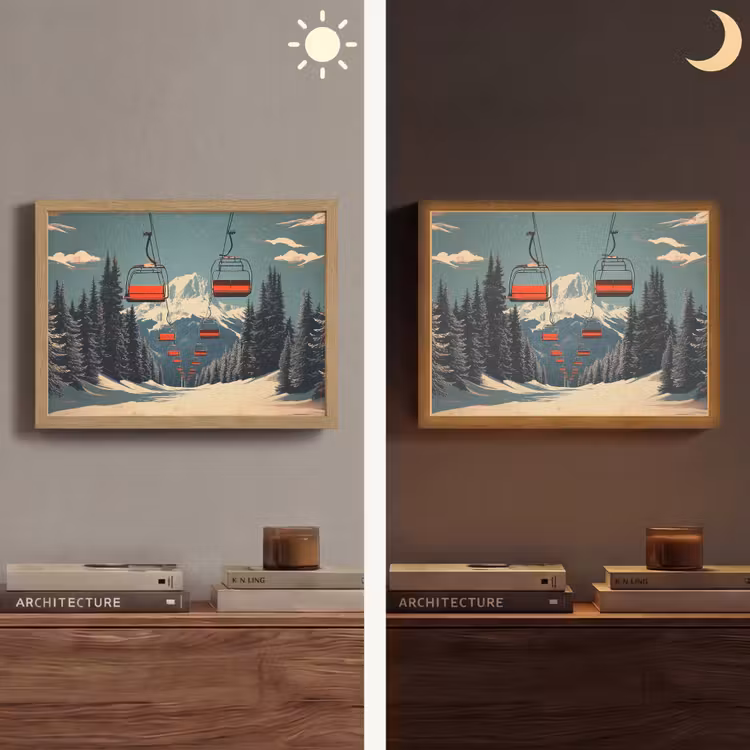 Lightbox - Wandlamp - Sneeuw - Skilift - Rood - Bomen — 6