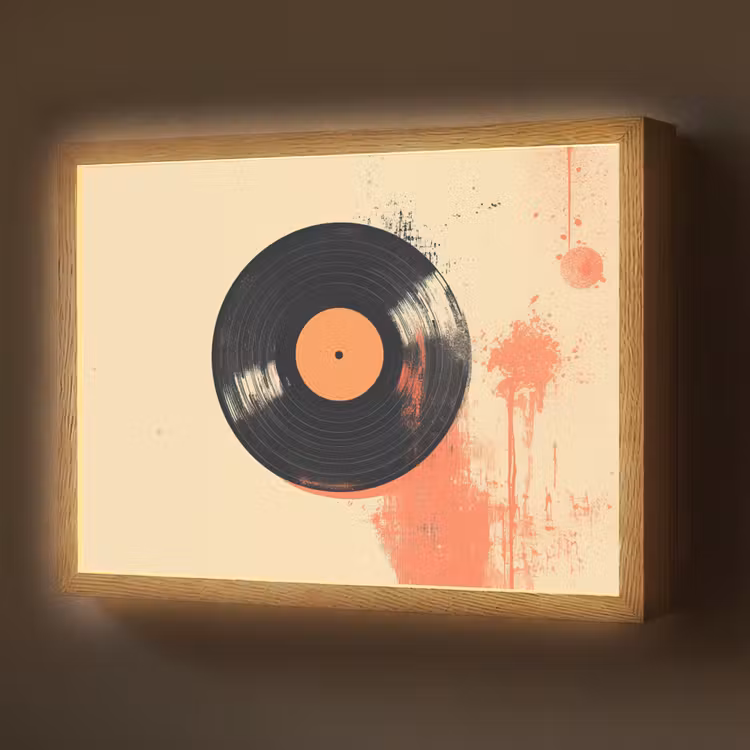 Lightbox - Wandlamp - Vinylplaat - Zwart - Verfspatten - Retro — 1