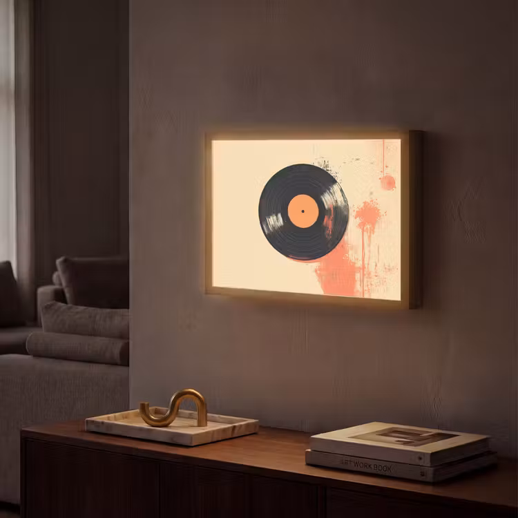 Lightbox - Wandlamp - Vinylplaat - Zwart - Verfspatten - Retro — 2