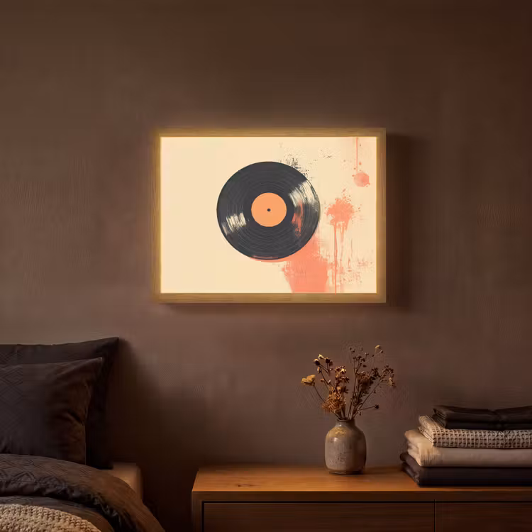 Lightbox - Wandlamp - Vinylplaat - Zwart - Verfspatten - Retro — 3