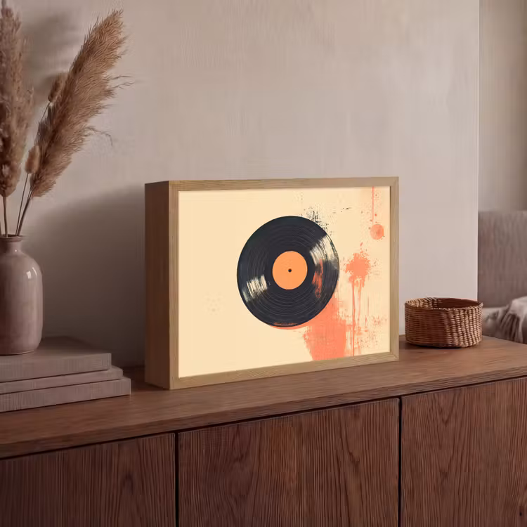 Lightbox - Wandlamp - Vinylplaat - Zwart - Verfspatten - Retro — 4