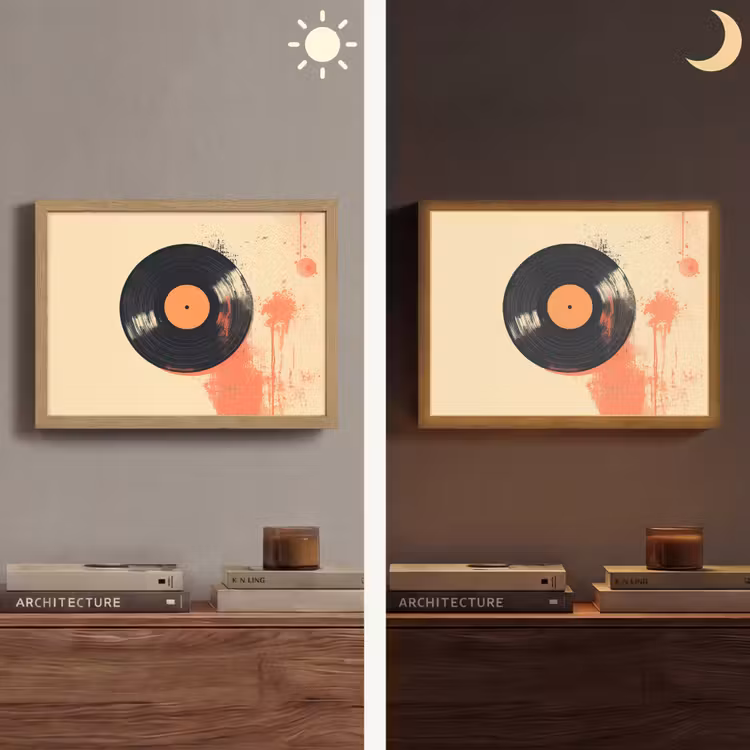 Lightbox - Wandlamp - Vinylplaat - Zwart - Verfspatten - Retro — 6