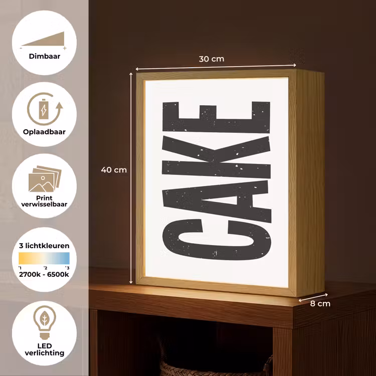 Lightbox - Wandlamp - Zwart - Cake - Eten - Decoratie — 9