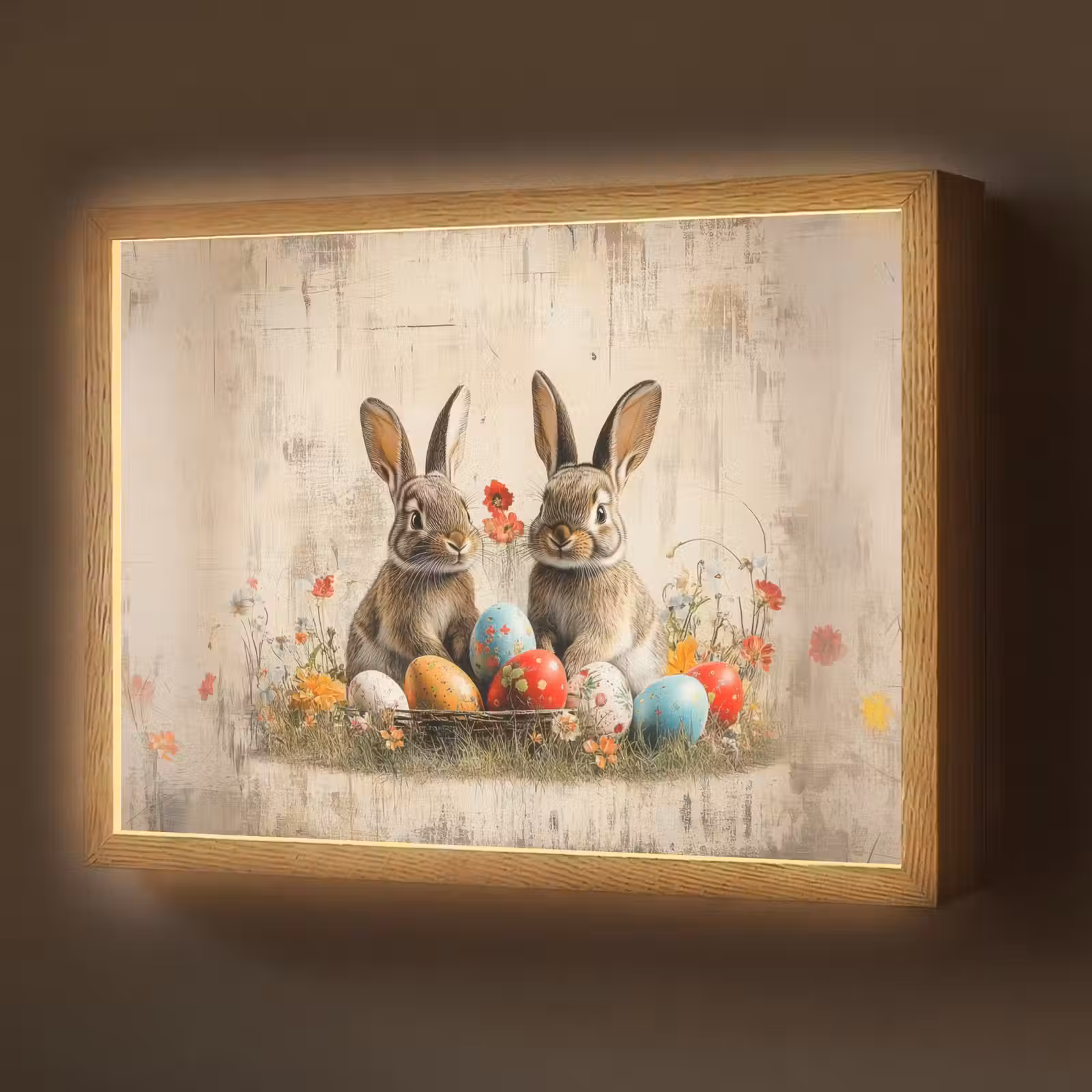 Lightbox - Wandlamp - Konijnen - Bloemen - Eieren — 1