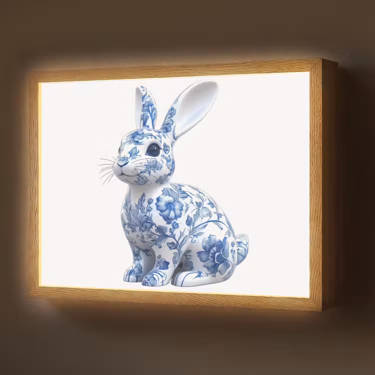 Lightbox - Wandlamp - Delftsblauw - Haasje - Wit — 1
