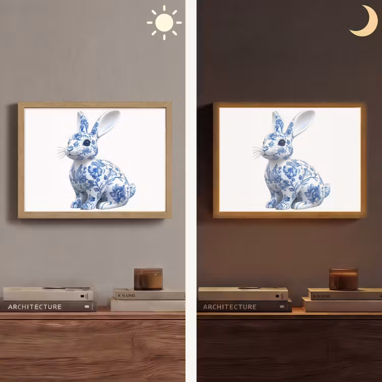 Lightbox - Wandlamp - Delftsblauw - Haasje - Wit — 6