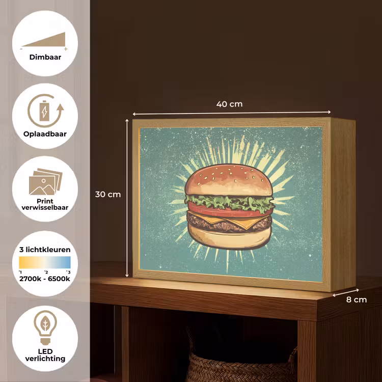 Lightbox - Wandlamp - Hamburger - Illustratie - Sla - Kaas — 10